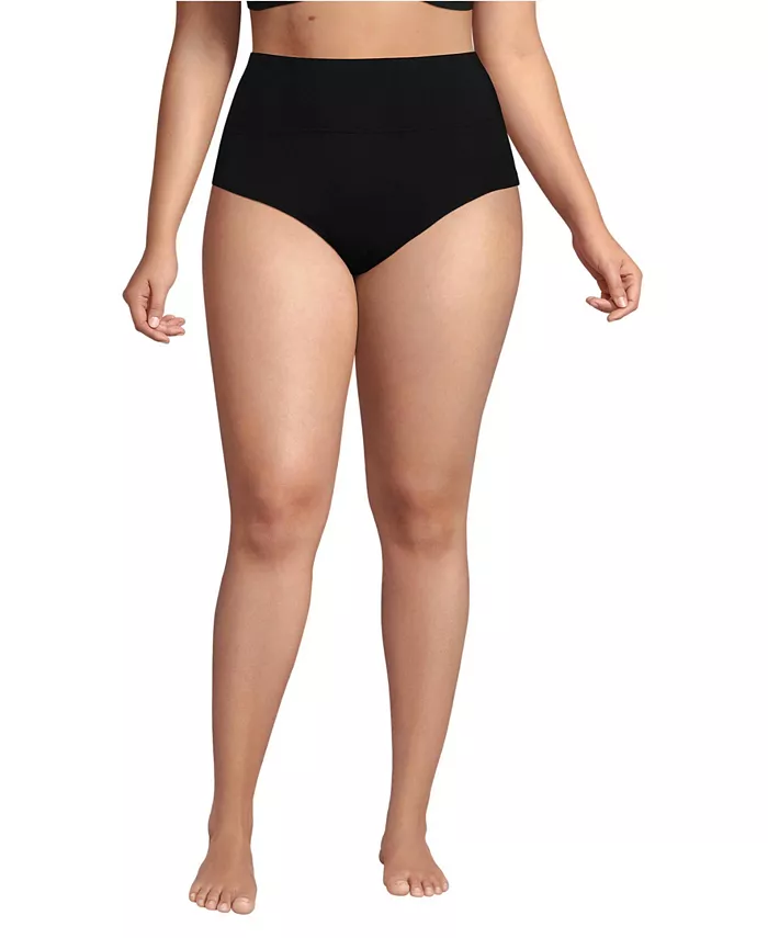 

Бикини-трусы с высокой посадкой без врезания Plus Size Lands' End, синий