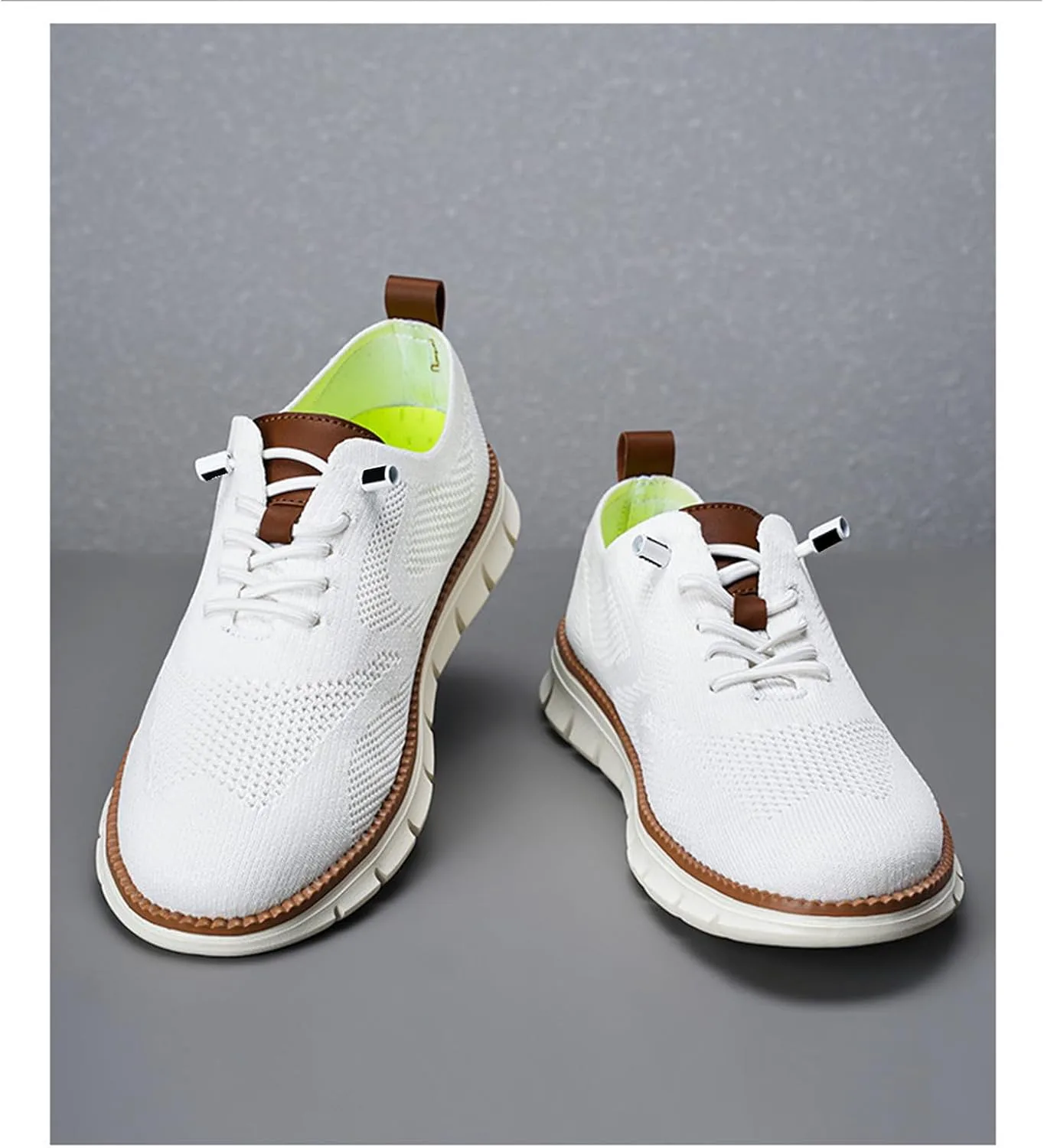 Мужские повседневные туфли Oxfords, деловые сетчатые туфли для ходьбы, модные удобные кроссовки для тенниса и прогулок, шнуровка, дышащие, легкие, с мягкой подошвой, для работы на улице, кроссовки Breeze XDFVC, белый — фото 3