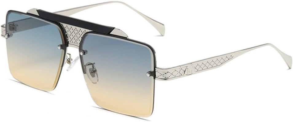 

Винтажные большие квадратные солнцезащитные очки 2027 года для женщин и мужчин, увеличенного размера, в металлической оправе, модные и стильные, в стиле уличной моды MTZJH, C6