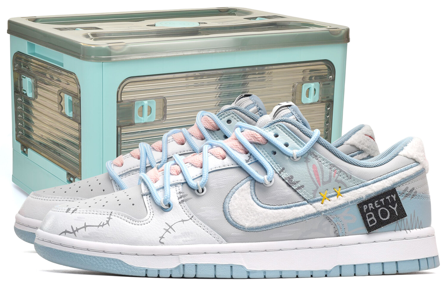 

Мужские кроссовки для скейтбординга Nike Dunk Low, серый/синий/белый