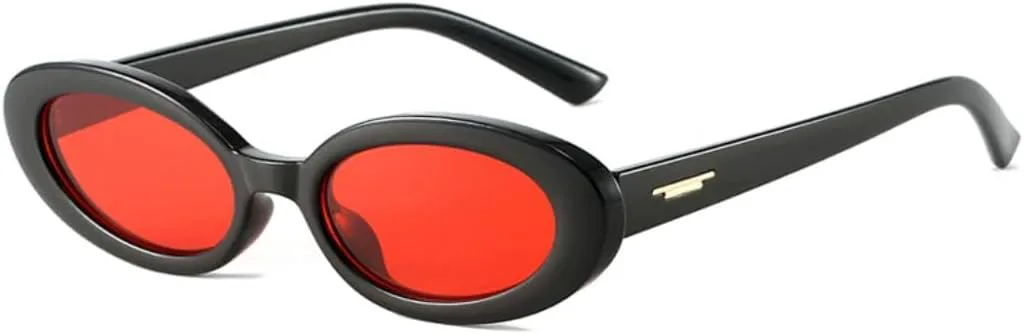 

Популярные модные маленькие овальные солнцезащитные очки для женщин, солнцезащитные очки UV400, винтажные, панк, мужские, с заклепками, трендовые UUPTTPL, Black Red