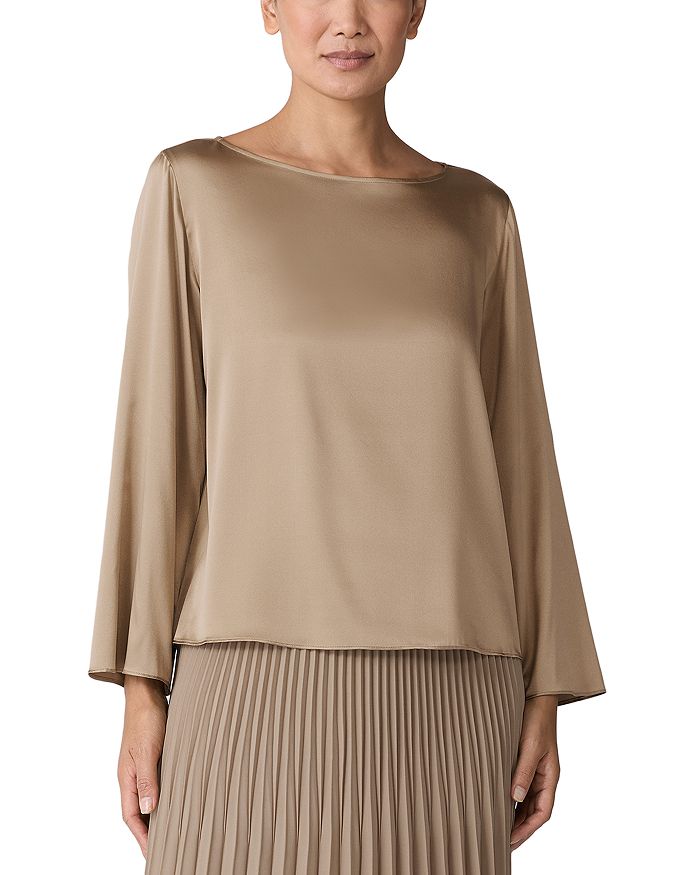 

Топ с вырезом лодочкой Eileen Fisher, коричневый/бежевый