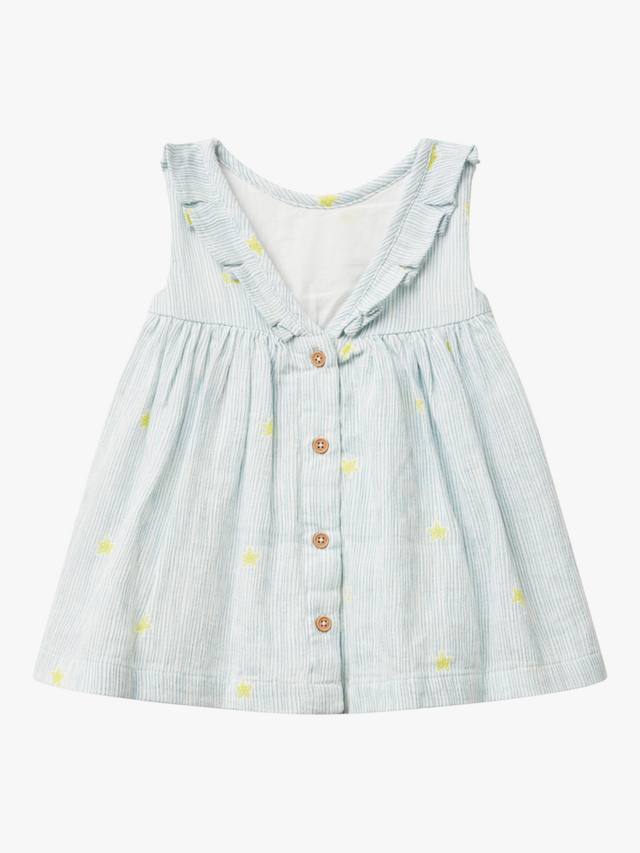 Детское хлопковое платье без рукавов на пуговицах Benetton, Offwhite — фото 2