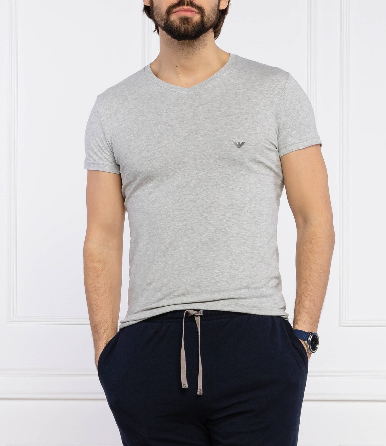 

Футболка Emporio Armani slim fit, пепельно-серый