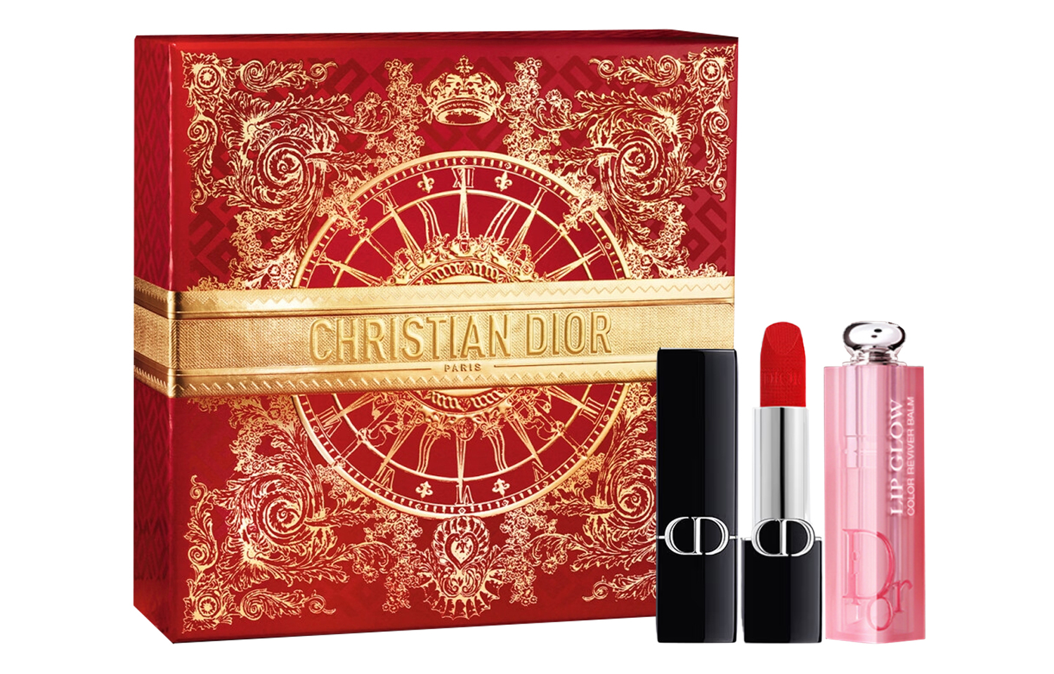 

DIOR Подарочный набор помады Heartbeat Red с ограниченным выпуском к Новому году, увлажняющий, 3,2 г + 3,5 г