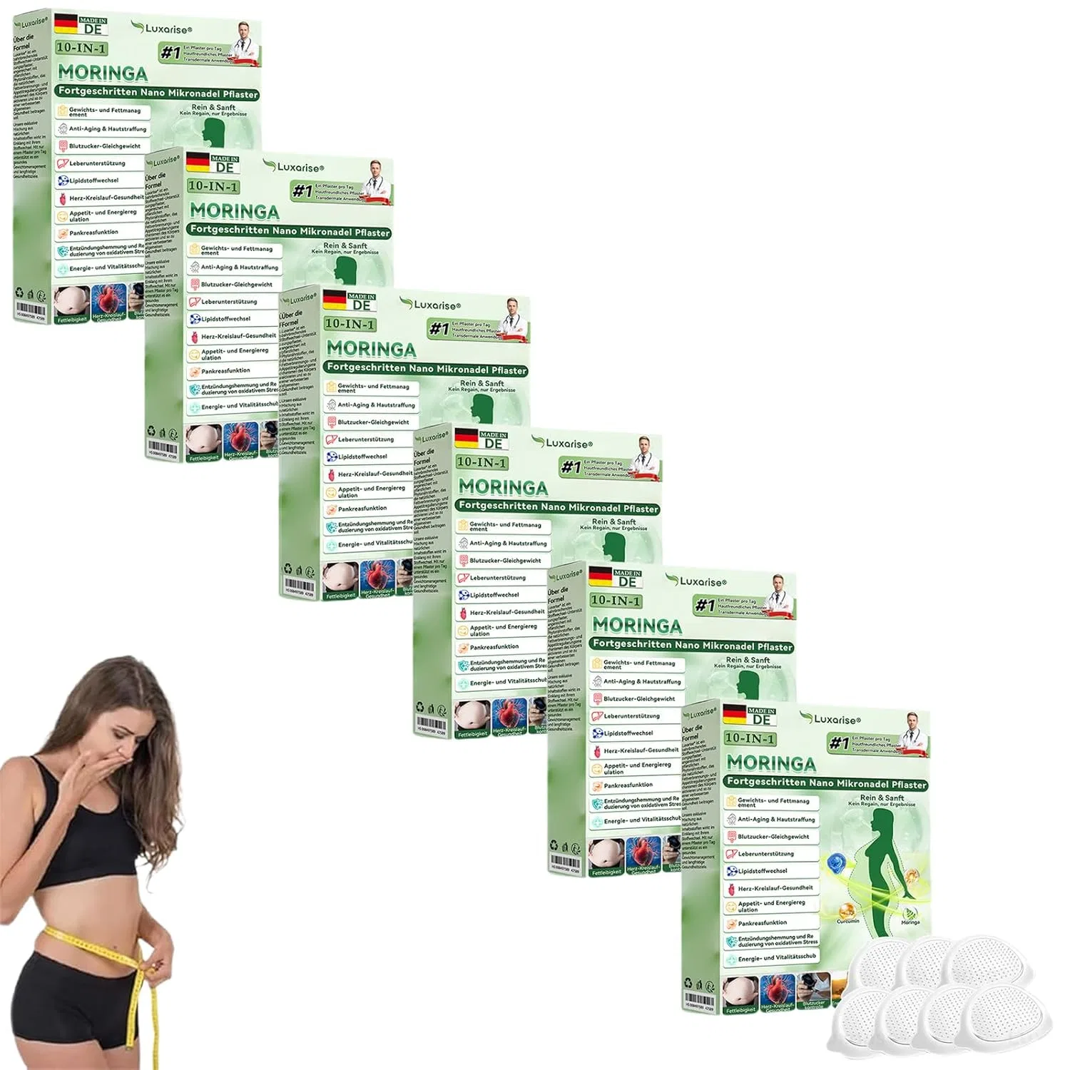 Нано-микроигольные пластыри Luxarise Moringa 10-в-1 ‎Hjjh, Pack Of 6