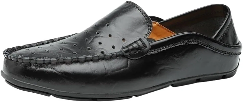 Мужские лоферы из дышащей кожи, Black DHFIRUFSHLO