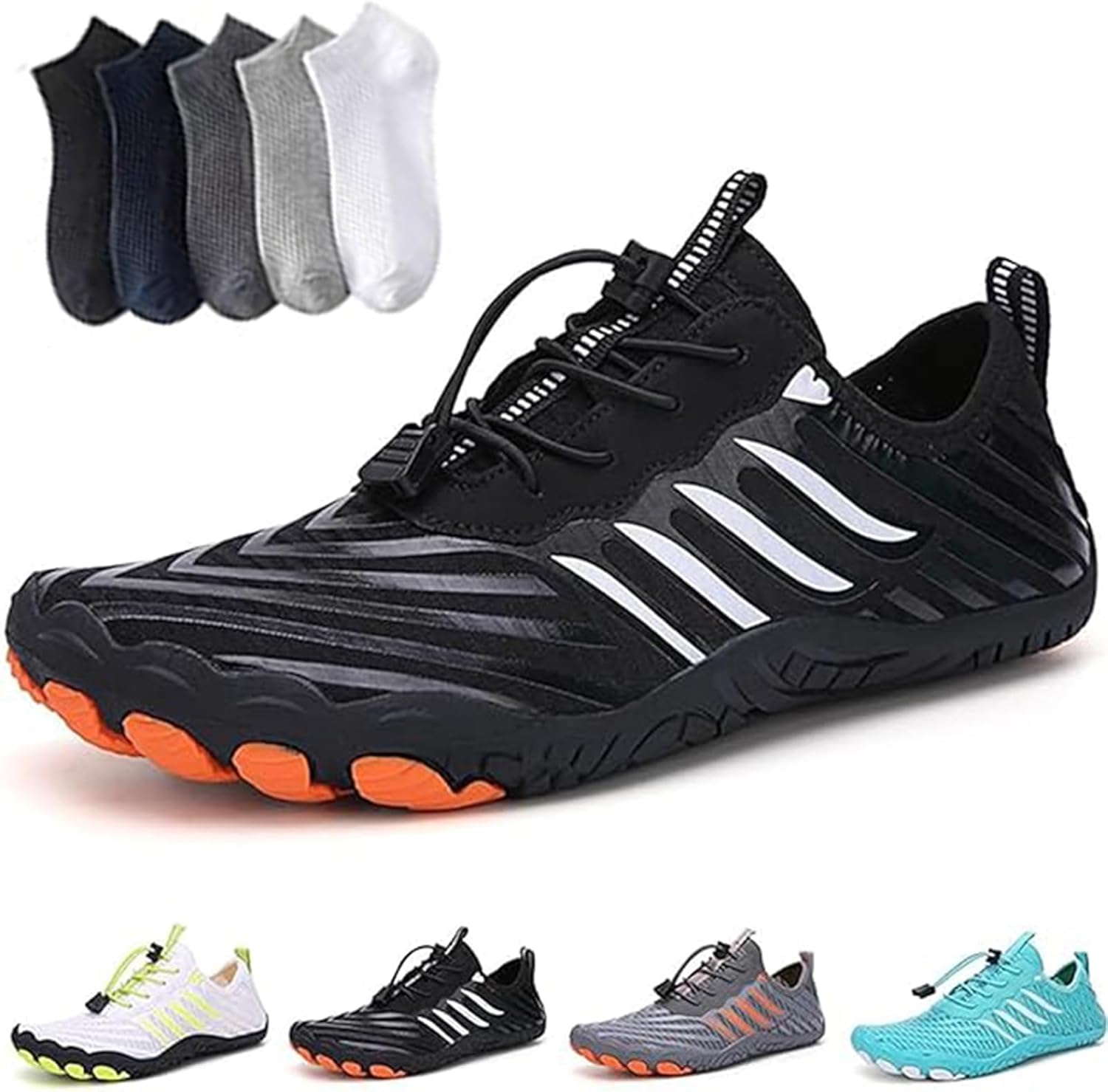 

Кроссовки с широкой носочной частью, дышащие, не скользящие, быстросохнущие, для воды, активного отдыха на улице, плавания, бассейна, пляжа, серфинга, прогулок, йоги на воде, реки, унисекс Giltpeak, 4 Black