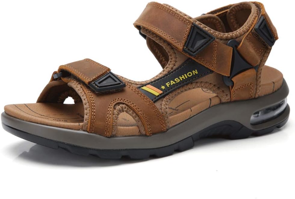 

Мужские кожаные сандалии JEBU с открытым носком для активного отдыха на улице, водонепроницаемые, с амортизирующей подошвой для пляжа, светло-коричневый