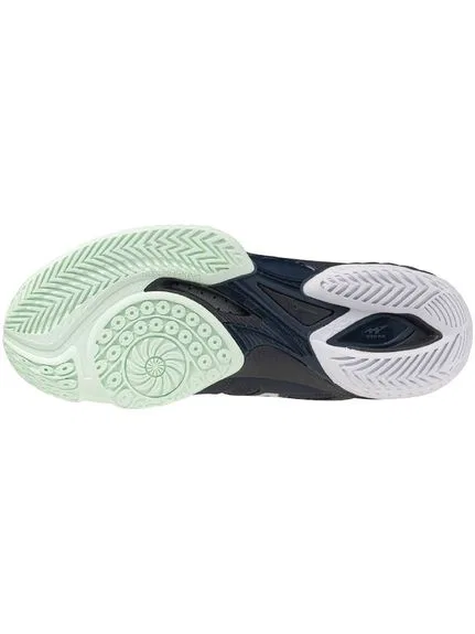 Кроссовки для бадминтона «Wave Claw EL2 Wide» от Mizuno, Light Gray X White X Green — фото 2