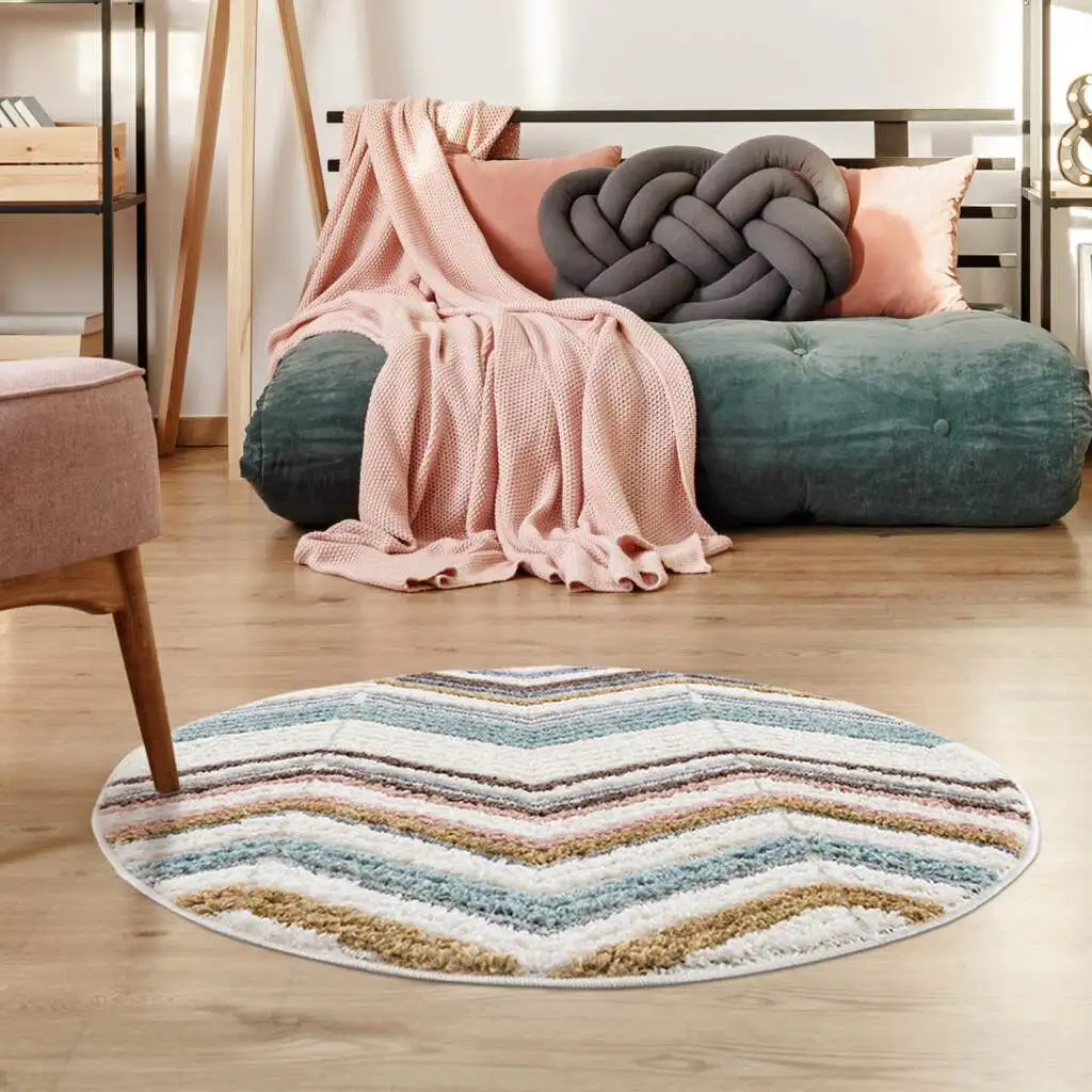 

Ковер Carpet City с высоким ворсом "Фокус 3009", круглый, особо мягкий, зигзагообразный/шевронный вид, 3D-эффект Ø 200 см, цвет mehrfarbig