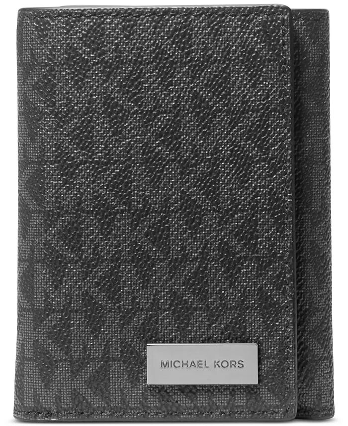

Мужской фирменный кошелек с монограммой в три сложения Michael Kors, черный