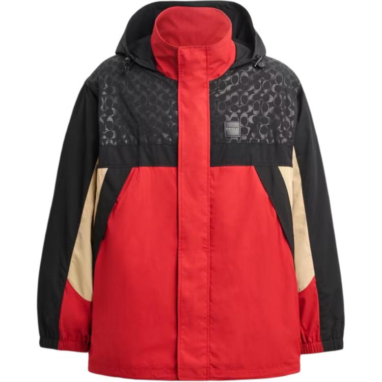 

COACH Черно-красное мужское пальто тренч, Black Red