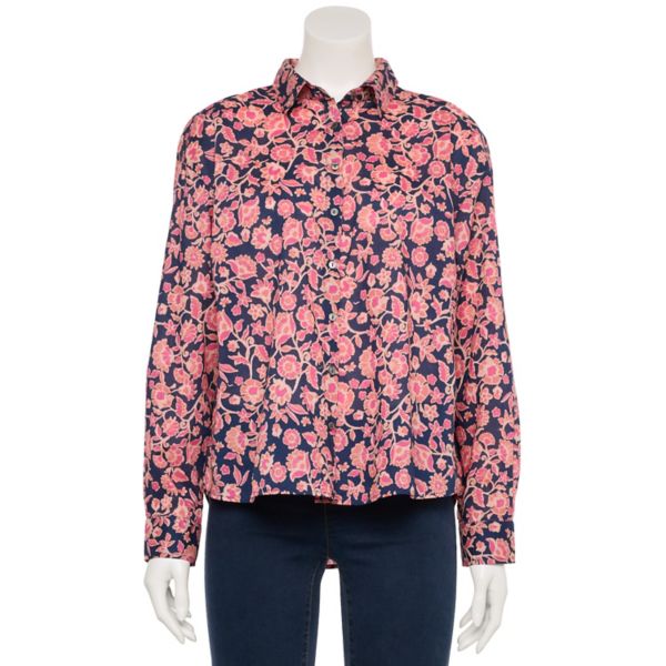 

Женский топ с плиссировкой сзади Sonoma Goods For Life, цвет navy peach floral