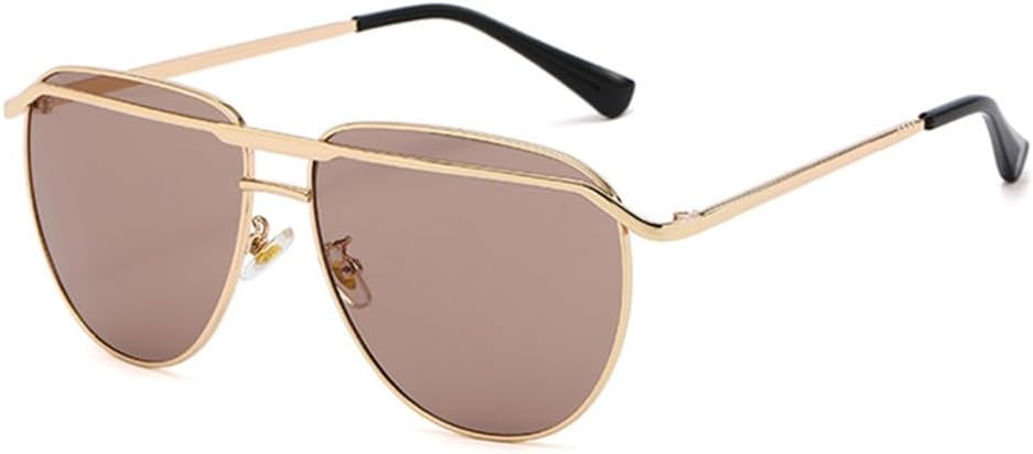 

Ретро большие металлические солнцезащитные очки для женщин, прозрачные зеркальные линзы с градиентным переходом, защита от УФ-излучения UV400, мужские солнцезащитные очки generic, Golden Tea