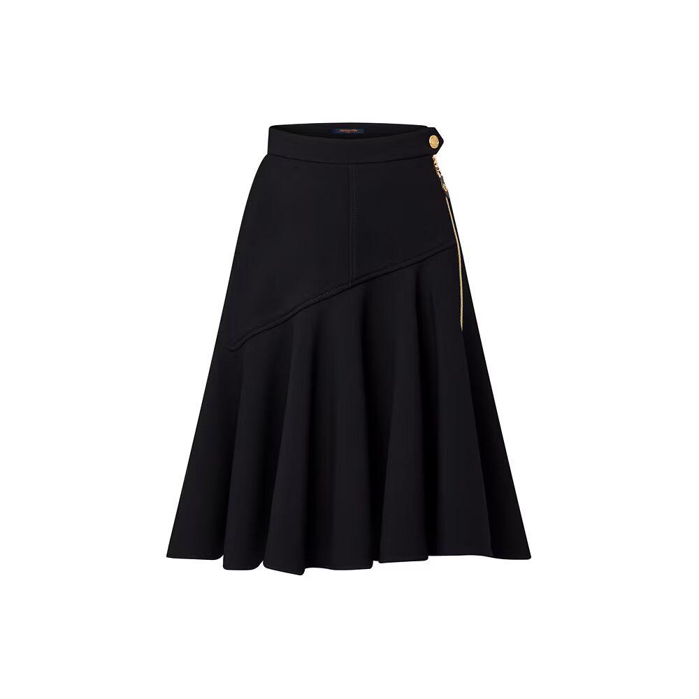 

Асимметричная расклешенная юбка миди Louis Vuitton, черный