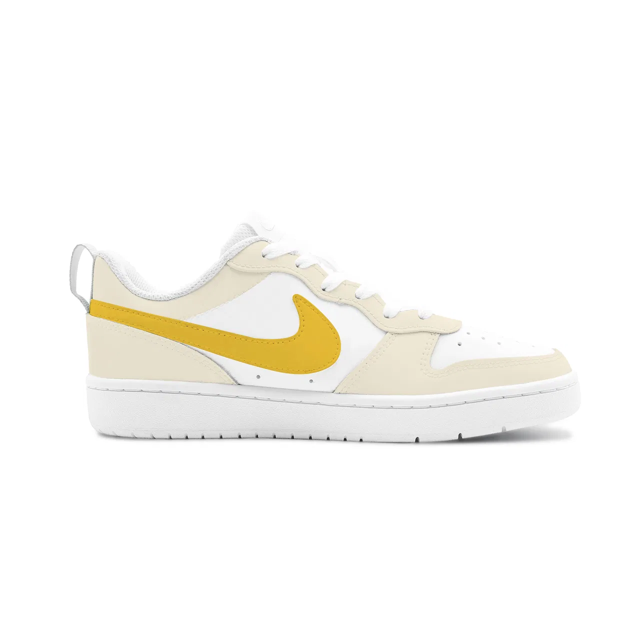 Кроссовки для скейтбординга детские Court Borough Lemon, Creamy Star Whisper Slip Resistant низкие бело-желтые унисекс Nike, White Yellow — фото 3