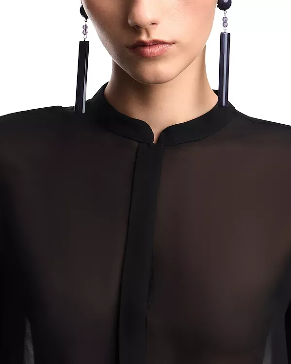 Длинная рубашка из техно-жоржета Emporio Armani, Black — фото 4