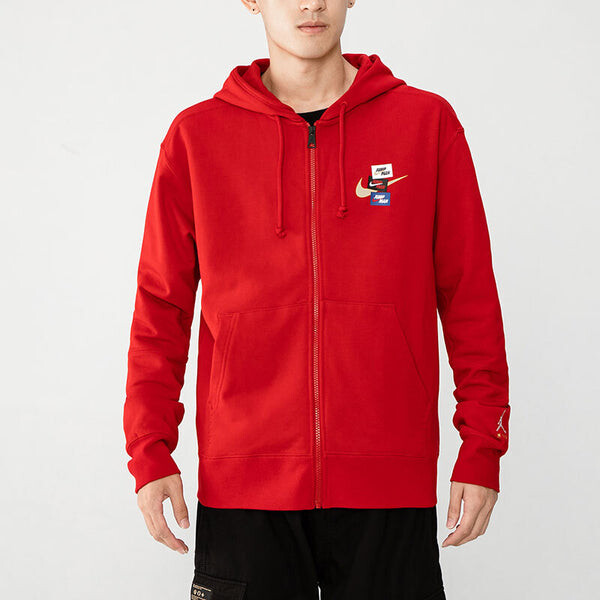 Куртка Men's Air Jordan Woven Label Logo Sports Hooded Jacket Red, красный — фото 3