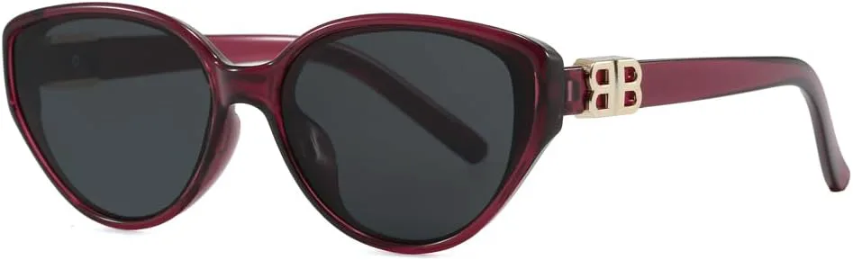 

Модные солнцезащитные очки «кошачий глаз» со стильной оправой с двойным логотипом «B», градиентными/тонированными линзами и защитой от УФ-излучения ENSARJOE, Red/Grey