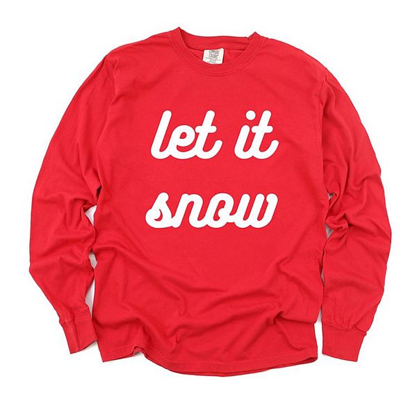 

Let it snow bold cursive garment dyed футболка с длинным рукавом Simply Sage Market, Red