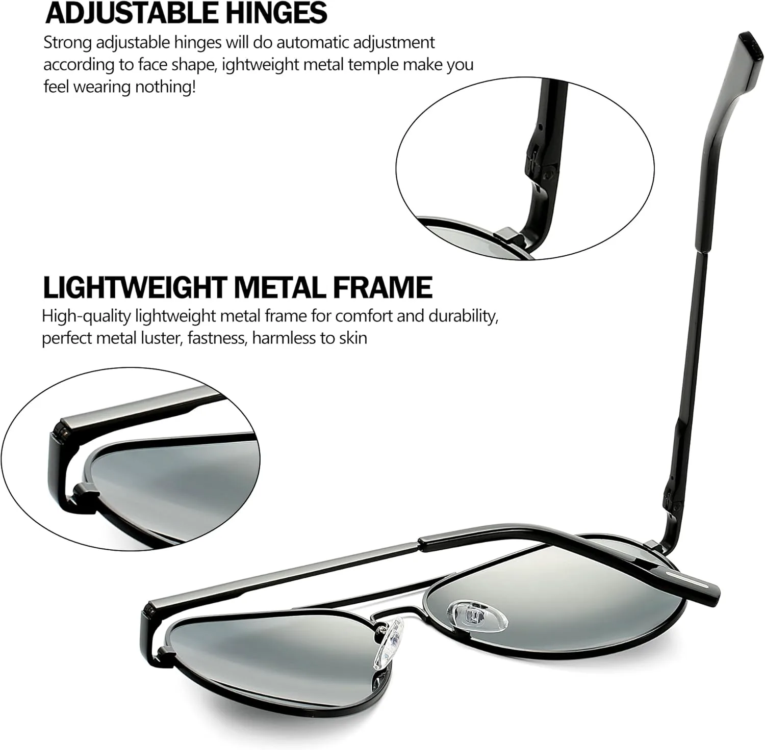 

Поляризованные солнцезащитные очки-авиаторы NULOOQ Extra Small для женщин, мужчин, подростков и детей с маленьким лицом, диаметр линз 52 мм и 58 мм, C2* Black/Black