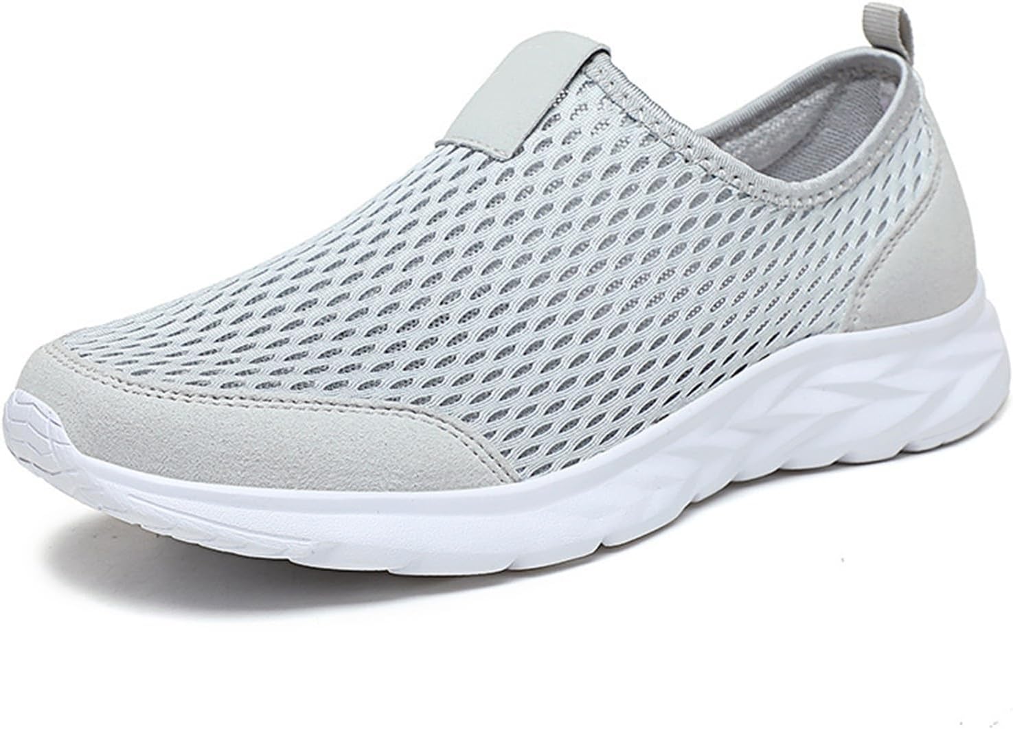 

Кроссовки XJYPUU2 для мужчин, удобные, дышащая сетка, для прогулок, с поддержкой свода стопы, противоскользящие, лоферы, повседневные теннисные и прогулочные обувь, светло-серый