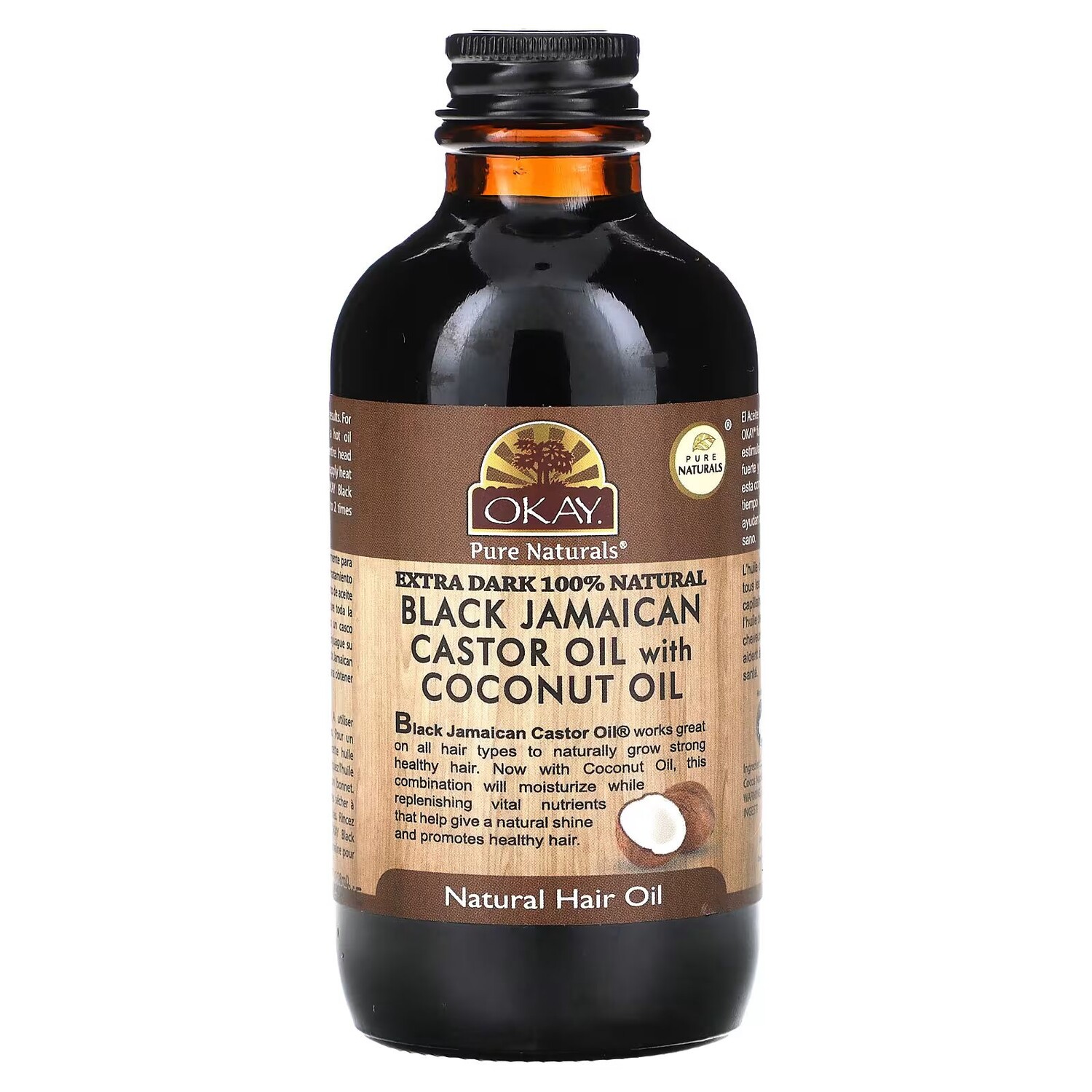 

OK Pure Naturals, Натуральное масло для волос, очень темное, 4 жидких унции (118 мл) Okay Pure Naturals