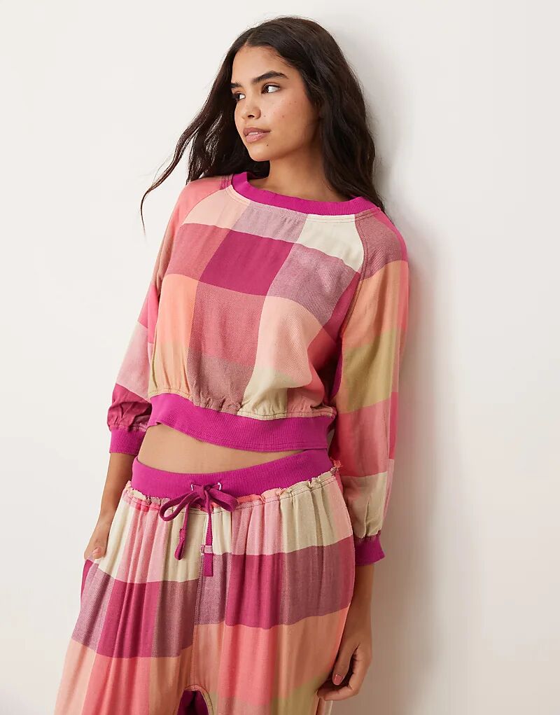 

Пижамный топ Free People Pink Flanel Plaid (часть комплекта)