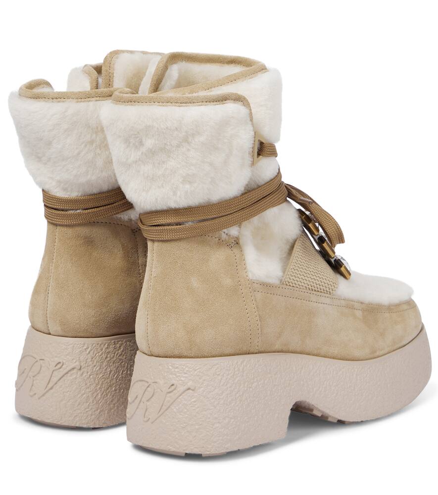 Ботинки Viv' Rangers из замши с отделкой из овчины Roger Vivier, Naturale Scuro+Stucco Chiaro — фото 3
