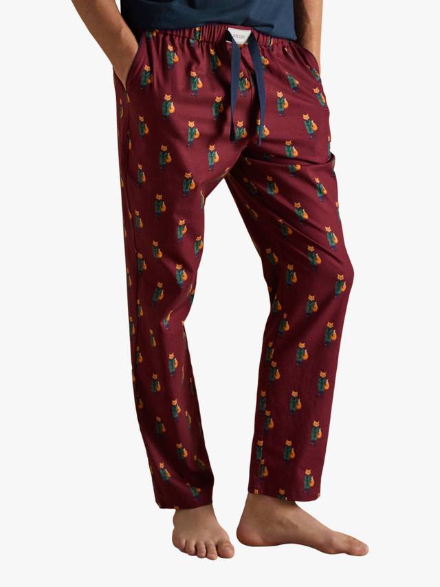 

Брюки для пижамы Dozer Fox Print Cotton Joules, Burgandy Red