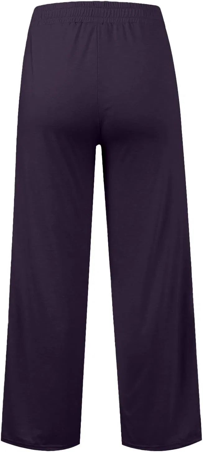 Женские спортивные брюки Oversized Wide Leg, высокий пояс, с карманами, 3-purple — фото 3