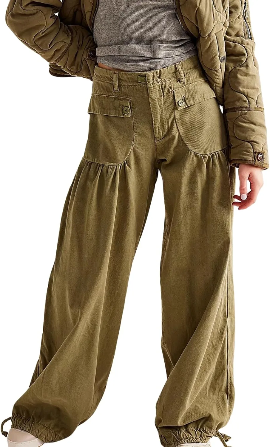 

Женские джинсы-бочонки с завязками и плиссировкой Leyoutx