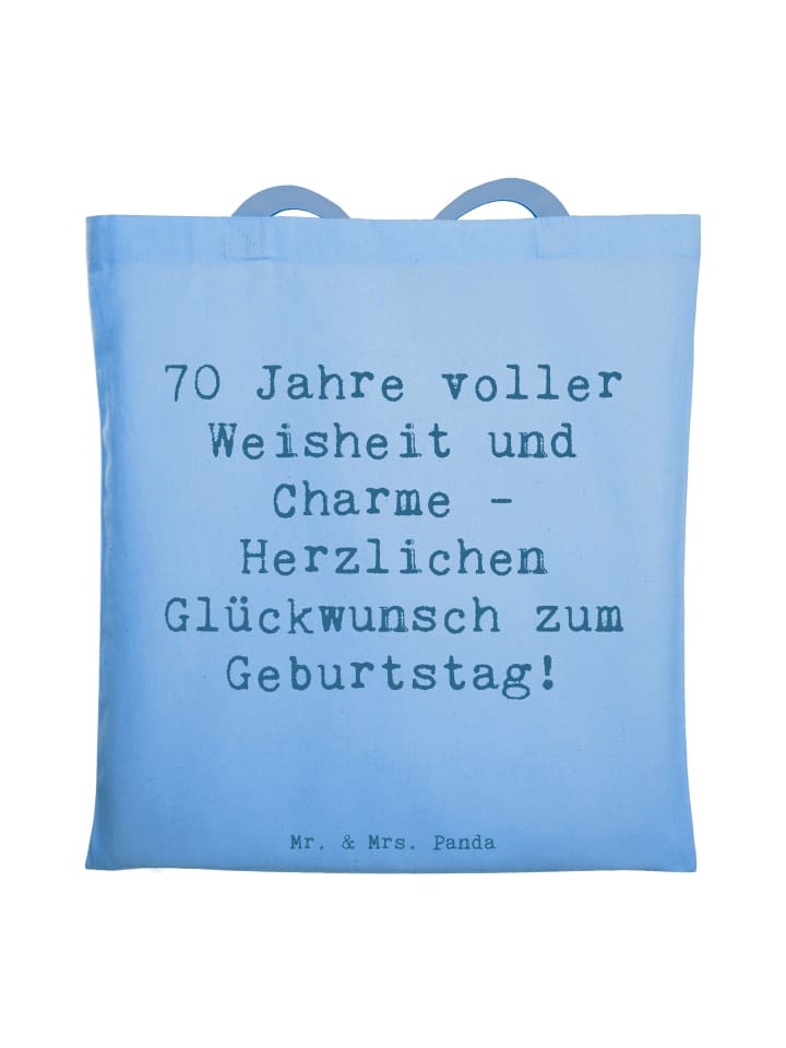 

Mr. & Mrs. Panda Сумка-шоппер с надписью в небесно-голубом цвете в честь 70-летия