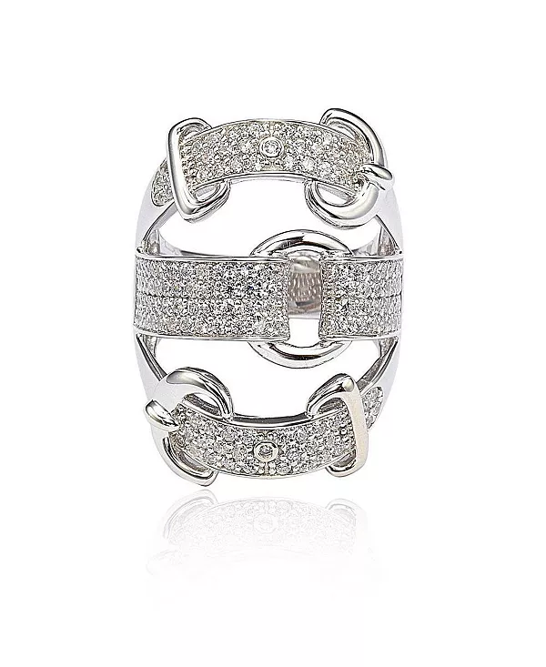 

Кольцо Suzy Levian из стерлингового серебра с тройной пряжкой и кубическим цирконием Suzy Levian New York, white