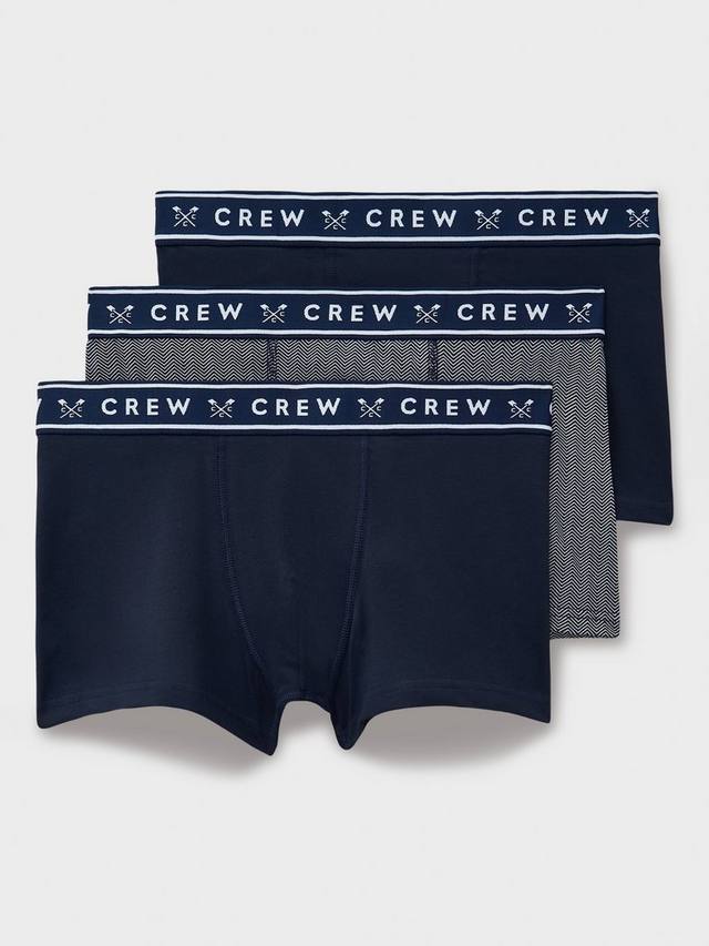 

Боксеры из джерси с узором "елочка" Crew Clothing, Pack of 3, Navy Blue