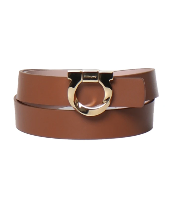 

Кожаный ремень с металлической пряжкой Salvatore Ferragamo, коричневый