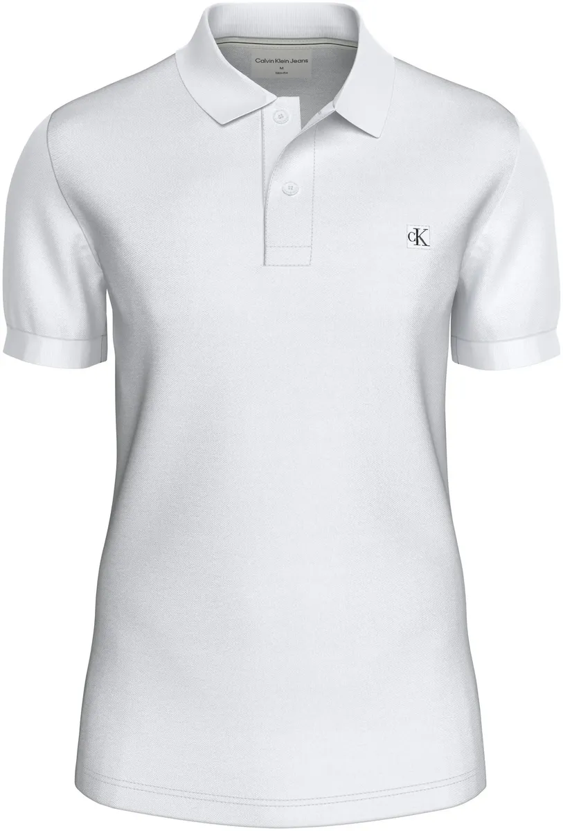 

Рубашка-поло Calvin Klein Jeans "CK EMBRO BADGE SLIM POLO" с нашивкой-логотипом, белый