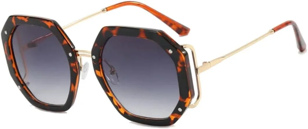 

Солнцезащитные очки с защитой UV400 | Увеличенная металлическая оправа | для женщин и мужчин, для занятий спортом на открытом воздухе и вождения DSVIGF, Leopard Gray