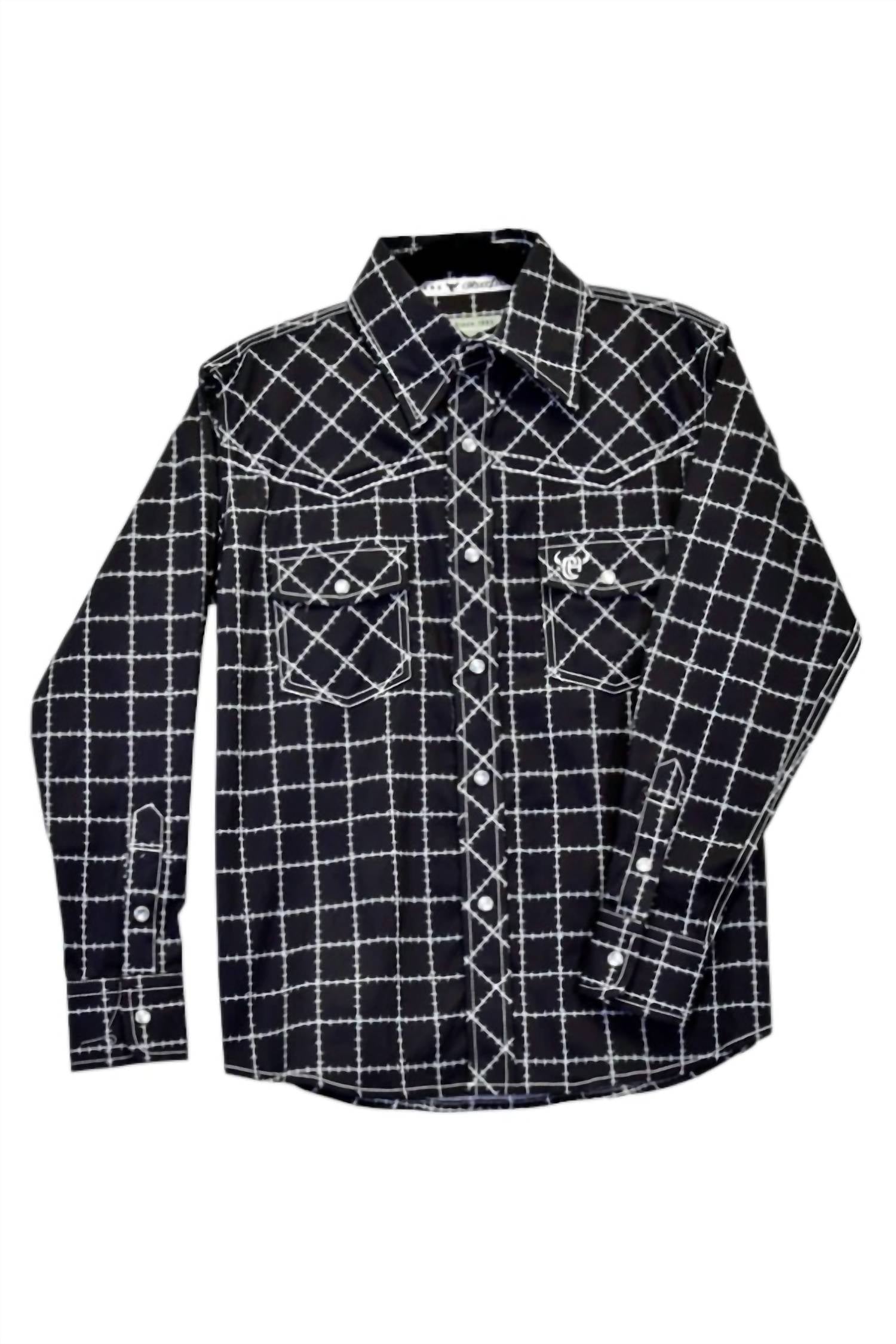 

Рубашка с длинным рукавом для мальчиков, черная, с принтом Cowboy Hardware, Print Black