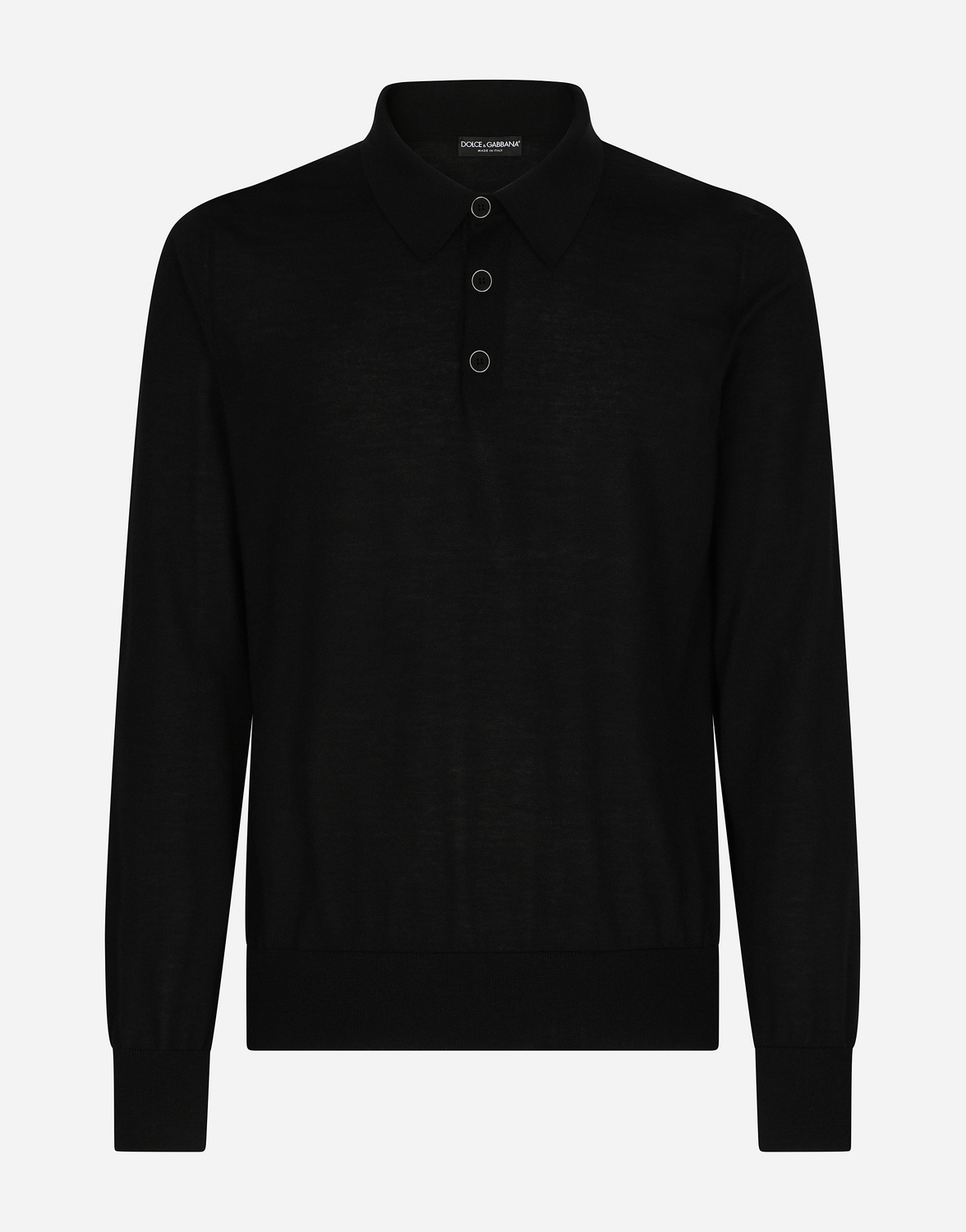 

Поло-рубашка из сверхтонкого кашемира Dolce & Gabbana, черный