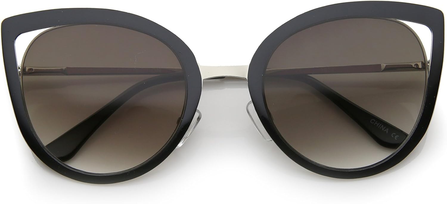 

Солнцезащитные очки zeroUV женские в смелой металлической оправе с градиентными линзами "кошачий глаз", диаметр линз 59 мм (черно-серебристо-лавандовый), Black-silver / Lavender