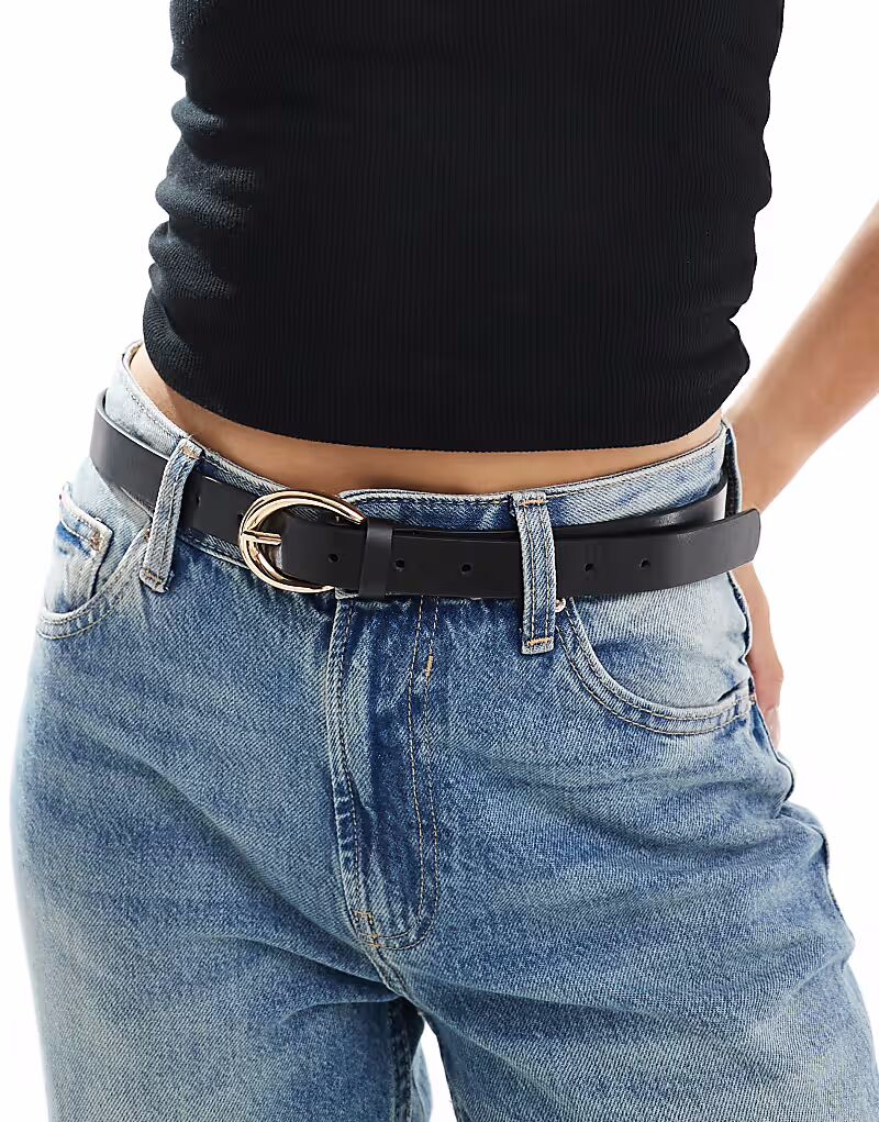 

Ремень на талии и бедрах с абстрактным полумесяцем черного цвета Asos Design