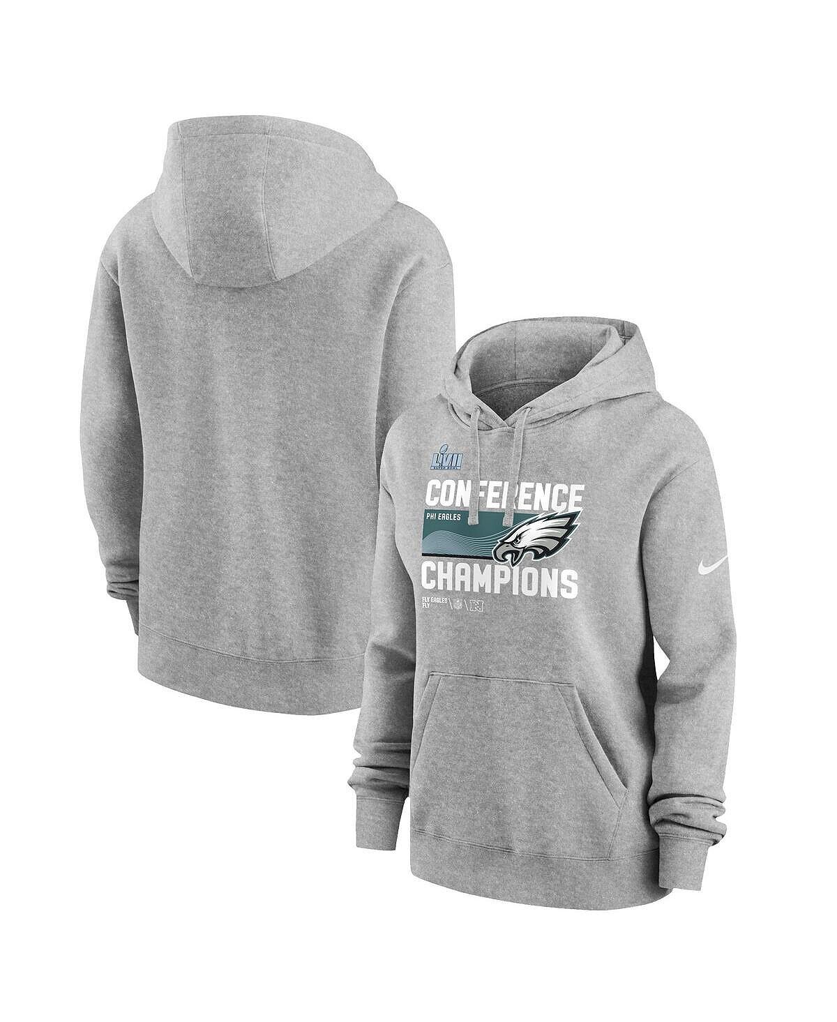 

Женский пуловер с капюшоном из коллекции трофеев NFC Champions 2022 Philadelphia Eagles Heather Grey Philadelphia Eagles Nike