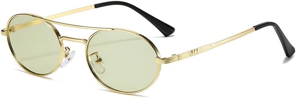 

Винтажные маленькие овальные металлические солнцезащитные очки с двойной перемычкой для женщин, модные сине-зеленые оттенки, защита от ультрафиолета UV400, модные панк-солнцезащитные очки для мужчин SKFGNX, Golden Green