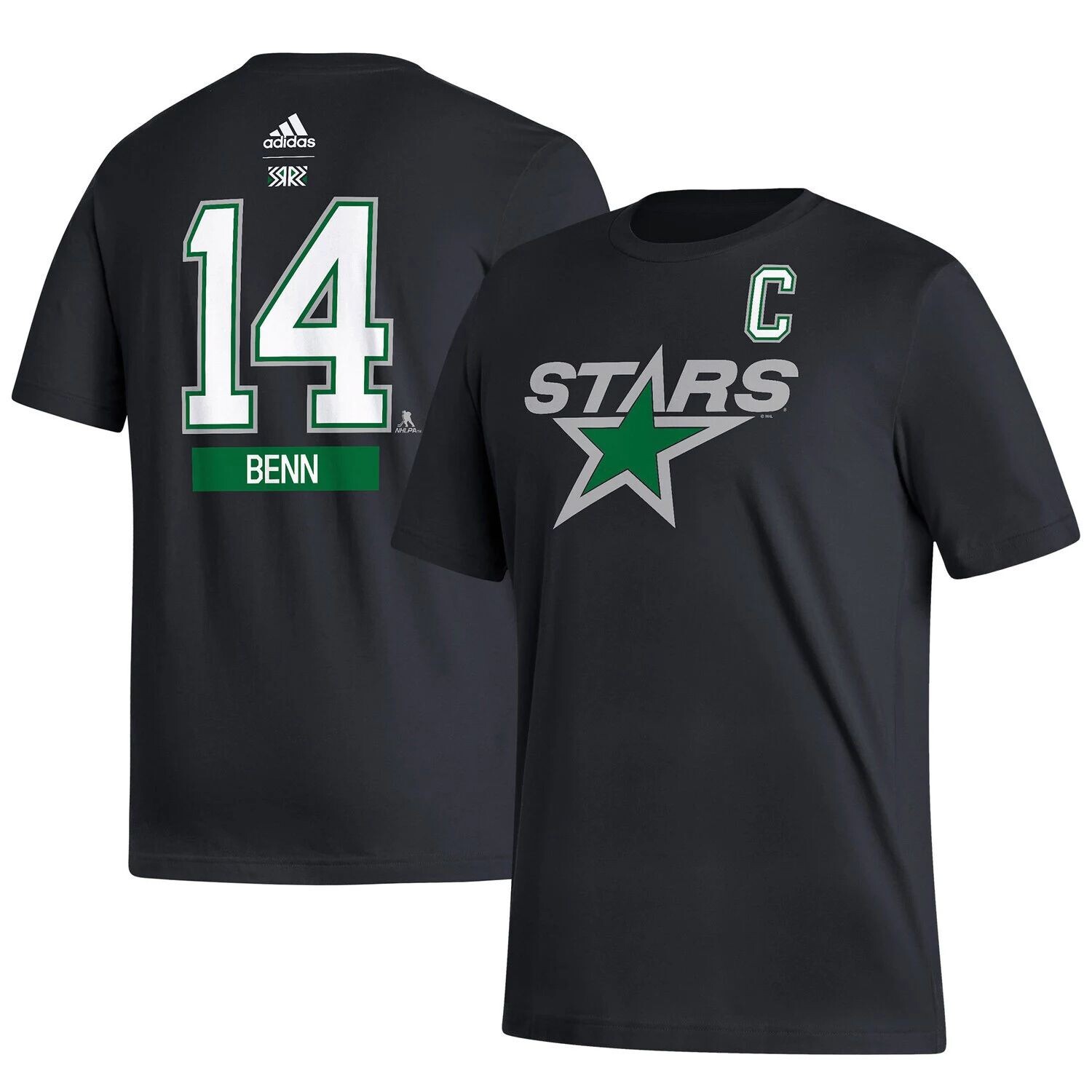 

Мужская футболка adidas Jamie Benn Black Dallas Stars Reverse Retro 2.0 с именем и номером