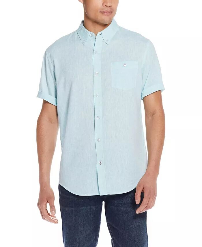 

Мужская однотонная льняная хлопковая рубашка с короткими рукавами Weatherproof Vintage, зеленый