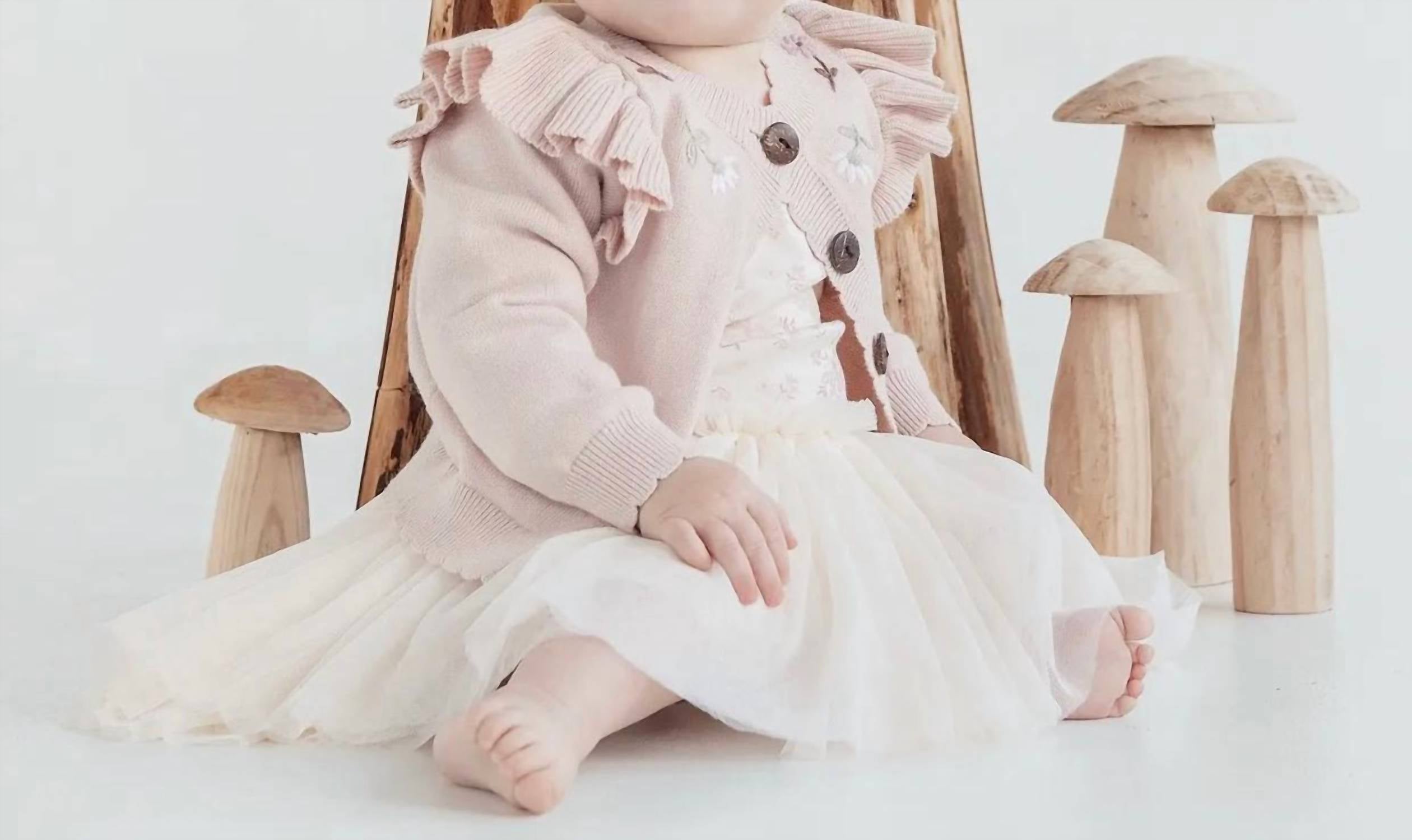 

Кардиган с оборками для девочек в цвете Blush Aster & Oak, красный