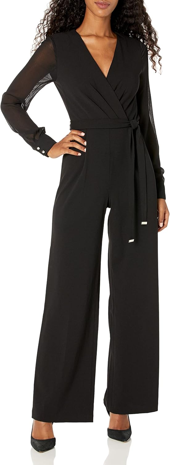 

Женский комбинезон прямого кроя Tommy Hilfiger Surplus Neckline Tie Scuba Crepe, Black