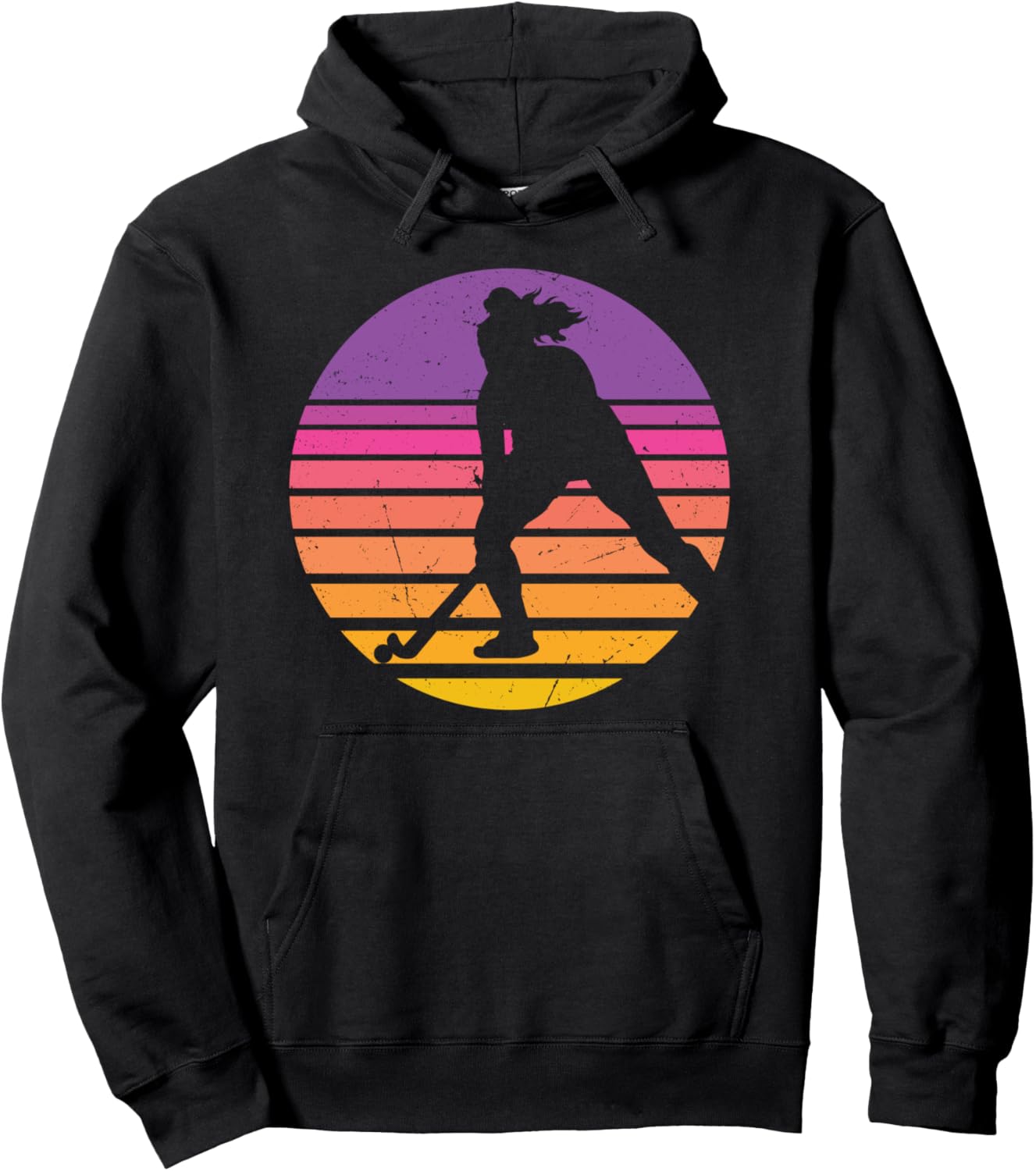 

Худи для хоккеиста на траве Essential Girl Sunset Hockey Train Martial Arts Karate Apparel & Gifts Collections, черный